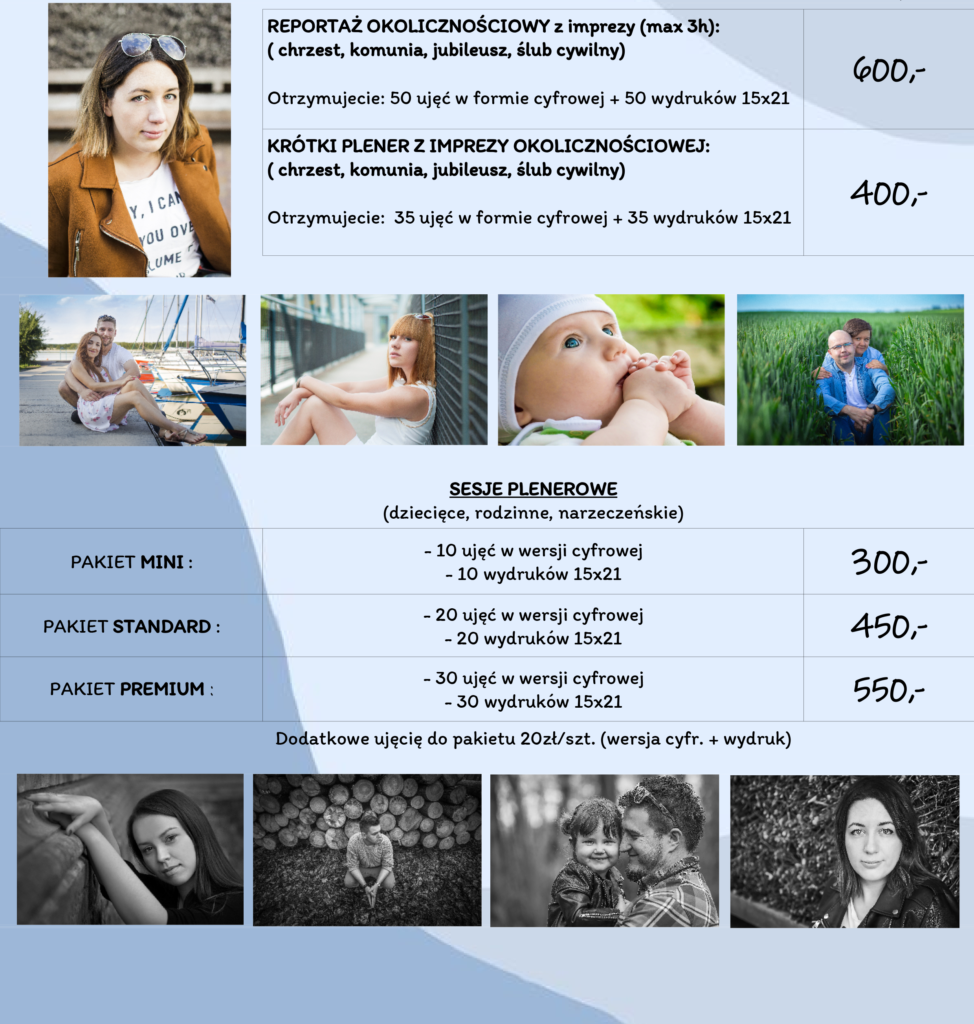 CENNIK oferta fotografa